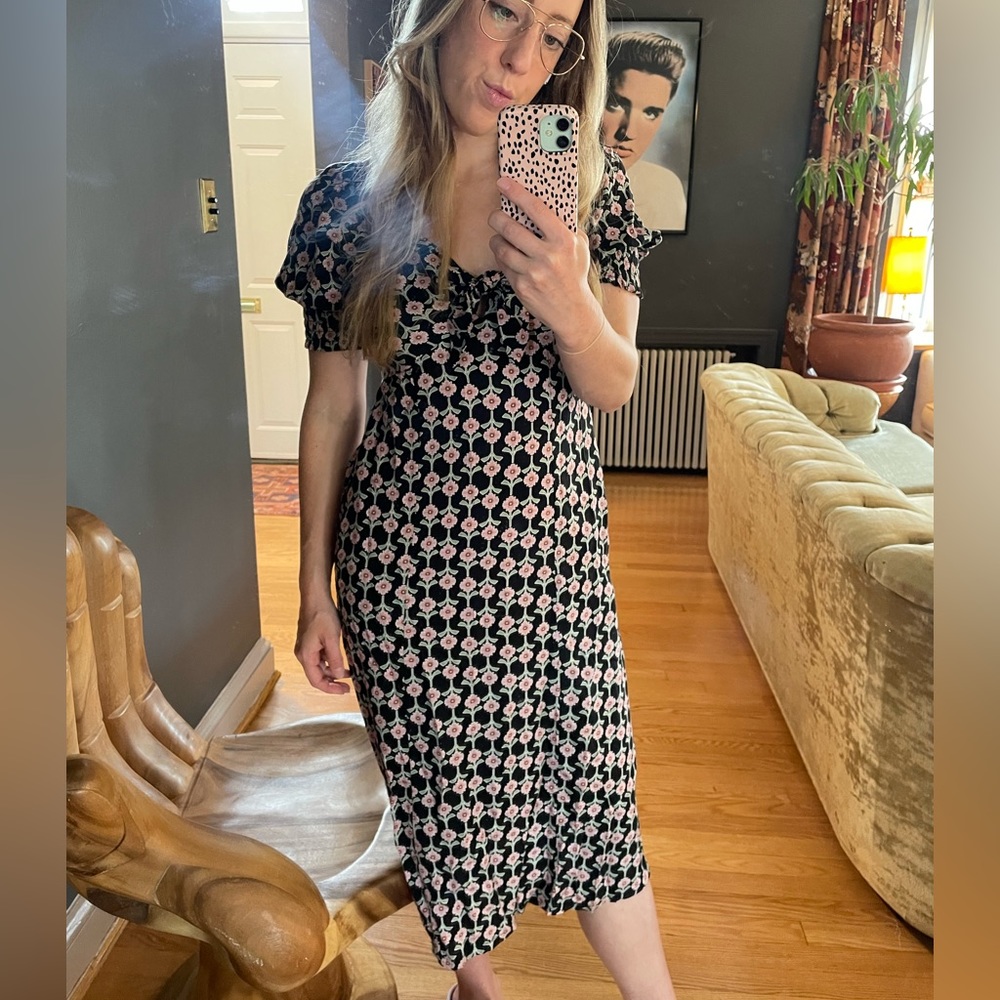 MIDI floral 90s summer dress with pockets